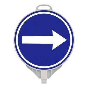 Panneau de signalisation routière ultra-rond réfléchissant simple face, impression obligatoire orientée vers la droite, diamètre 38 cm - Product Image 1