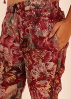 Ensemble long 2 pièces en lin imprimé floral pour femme Kaori, avec haut à manches longues et pantalon au-dessus du genou - Écologique et respirant