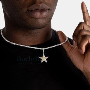 925 Sterling Silver VVS Moissanite Diamant Deux Tons Étoile Pendentif Collier Nouveau Style Hip Hop Bijoux pour Hommes - Product Image 3
