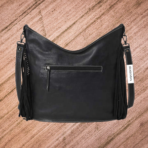 Nueva colección, bolso cruzado de cuero de vaca con correa desmontable, flecos laterales, bolso bandolera de cuero Hairon para niñas - Product Image 5
