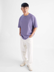 T-shirt à col rond en polyester lourd à épaules tombantes pour homme, surdimensionné, broderie, 100% polyester, confort, tricot uni, sportif - Product Image 2