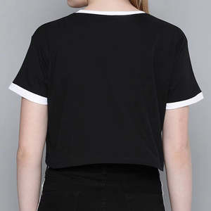 Top corto informal para mujer, camisetas de manga corta, Camiseta corta de verano de algodón y poliéster con impresión de logotipo personalizado - Product Image 2