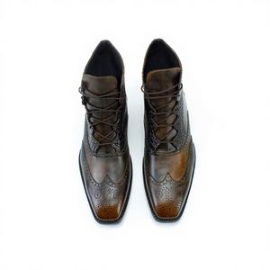 Botas de Vestir Formales de Negocios para Hombre, Elegantes, de Cuero, con Cordones y Puntera de Alas, con Estampado de Cocodrilo, Estilo Clásico de Caballero - Product Image 1