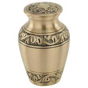Hot Selling Design Gold Finish & <b>Texture</b> Aluminum Urns for Human Ashes Adult Male & Female for Funeral or Home Urns High Quality - Product Image 1
