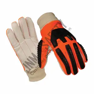 Premium quality cotton impact resistant mechanical gloves industrial safety hand protection construction TPR inject gloves