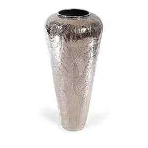 Vaso placcato in metallo con Design martellato lucido argento per soggiorno e decorazione d'interni vasi decorativi da tavolo