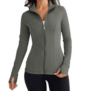 แจ็กเก็ตเล่นโยคะพิมพ์ลายมีซิปของผู้หญิงแห้งเร็วน้ำหนักเบาเข้ารูปมีสไตล์สำหรับฝึกซ้อมกลางแจ้งวิ่ง - Product Image 2