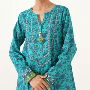Venta al por mayor de alta calidad de 3 piezas de las señoras trajes de césped de impresión digital de color sólido Casual Salwar Kameez de Pakistán India en venta - Product Image 3