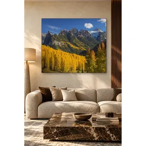 Impression sur toile Fida Golden Poplars et Rocky Mountain Range - Product Image 1