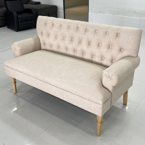 Traditional Tufted <b>Sofa</b> (2 Seater) with Wooden Legs and Fabric Upholstery (SFB68060) - Product Image 4