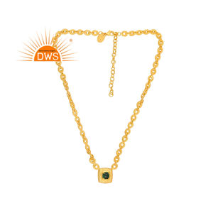 Último diseño 18K chapado en oro Natural malaquita piedras preciosas colgante collar Demi joyería fina fabricante - Product Image 1