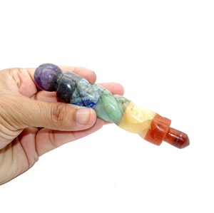 Chakra Stone Bonded Twisted <b>Wand</b> with Rounded Top - 5 Inch for Chakra Healing, Meditation & <b>Crystal</b> Therapy - Product Image 1