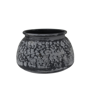 Florero de diseño elegante, maceta de hierro negra con uso antiguo gris para mesa, decoración navideña hecha a mano a granel - Product Image 3