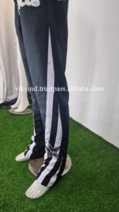 Haute qualité personnalisé lavé à l'acide Vintage survêtement hommes Streetwear en détresse broderie Patch coupe coudre Patchwork pantalon évasé - Product Image 6