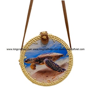 Bolso de mano hecho a mano de ratán natural para mujer, monederos, decoración bordada personalizada, cierre abierto, venta al por mayor, proveedor de King Craft Viet - Product Image 2