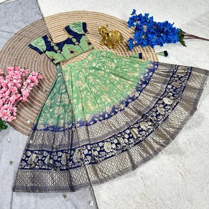 Meilleure couleur Festive Special Hand-dyed Banglory Sartin Embroidery & Sequence Work Most Beautiful Lahenga Choli With Dupatta Set - Product Image 6