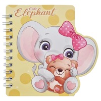 Carnet d'école mignon avec spirale, motif éléphant, carnet de poche rose, bloc-notes, pages lignées, journal, bloc-notes de 4 couleurs