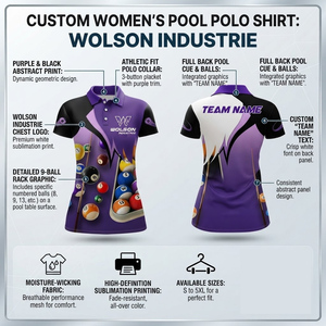 Impression numérique personnalisée pour maillot de billard unisexe d'été, noms et numéros d'équipe, polyester à séchage rapide, manches courtes, personnalisé - Product Image 6