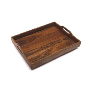 Plateau rectangulaire en noyer noir, plateau décoratif de dîner, plateau de service en bois solide pour Snacks et gâteaux avec poignée - Product Image 2