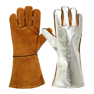 Guantes de soldador de aluminio de seguridad Industrial, cuero resistente al calor, funciones antideslizantes anticortes, protección de brazos y manos para soldadura - Product Image 5