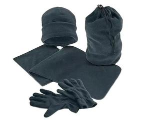 Ensemble écharpe et bonnet unisexe 4 pièces en polaire 100 % polyester, brodé, chaud, anti-boulochage, avec sac à cordon long - Product Image 3