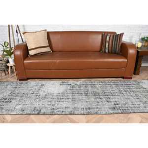 พรมวินเทจ, พรมวิ่งขนาด 2.6x9.3 ฟุต, พรมขนสัตว์สีเทาดำ - Product Image 2