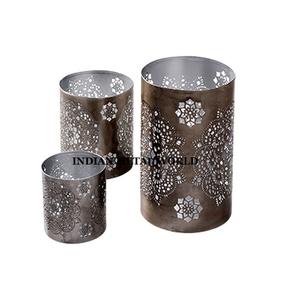 Lot de 3 bougeoirs en métal de différentes tailles, forme personnalisée, bougeoir votif en métal doré en inde - Product Image 4