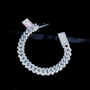 Pulsera de eslabones de cadena cubana de plata 925 de lujo personalizada IGI certificado VVS corte brillante diamante oro joyería fina para hombres y mujeres - Product Image 4