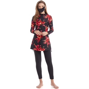Traje de Baño Musulmán con Estampado Islámico de Última Moda para Mujer, Traje de Baño Musulmán de Color Sólido de Alta Calidad, Traje de Baño Islámico Burkini - Product Image 3