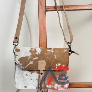 Bolso de mano con borla de cuero de vaca de grano superior de ante de diseñador de lujo personalizado de fábrica para mujer, bandolera de hombro para mujer - Product Image 1