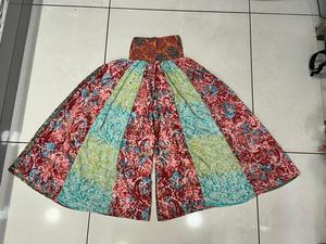 Pantalones Palazo de seda de verano con estampado Floral para mujer, pantalón Bandeau de pierna ancha de seda artística de capa larga - Product Image 6