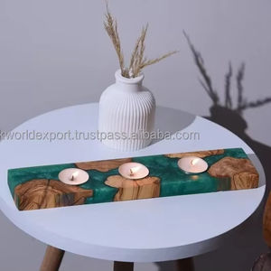 Porte-bougie en bois et époxy élégant Cadeau unique de décoration pour elle pour la pendaison de crémaillère et Noël par FWE - Product Image 4