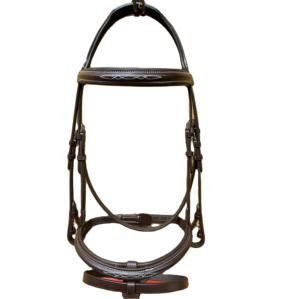 Brida de cuero de filete inglés de alta calidad para caballos Acolchado de vaca suave y hebillas SS Brida cosida elegante - Product Image 1