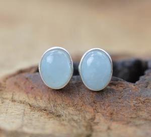 Aigue-marine pierres précieuses boucles d'oreilles bijoux pour femmes argent Boho Style bijoux 925 argent Sterling tendance boucles d'oreilles faites à la main - Product Image 6