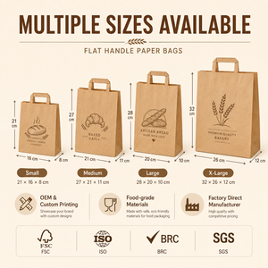 Bolsa <span class=keywords><strong>de</strong></span> Compra <span class=keywords><strong>de</strong></span> <span class=keywords><strong>Papel</strong></span> Kraft con Asa Plana, Bolsa <span class=keywords><strong>de</strong></span> <span class=keywords><strong>Papel</strong></span> Impresa con Logotipo Personalizado <span class=keywords><strong>para</strong></span> <span class=keywords><strong>Pan</strong></span>, Pastelería, Postres <span class=keywords><strong>y</strong></span> Comida <span class=keywords><strong>para</strong></span> Llevar, Venta al por Mayor - Product Image 2