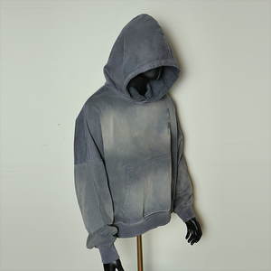 Pull-over en molleton épais surdimensionné personnalisé avec broderie 3D, style streetwear vintage délavé à l'acide, avec poches, collection hiver 2026 – Vente en gros - Product Image 3