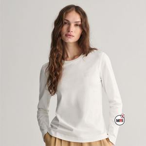 Venta al por mayor de camisetas de manga larga personalizadas de alta calidad de algodón suave transpirable de punto Anti-Pilling Camiseta de cuello redondo - Product Image 1