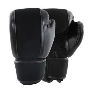 Gants de boxe unisexes pour l'entraînement-Cuir léger usage domestique couleur noire - Product Image 1