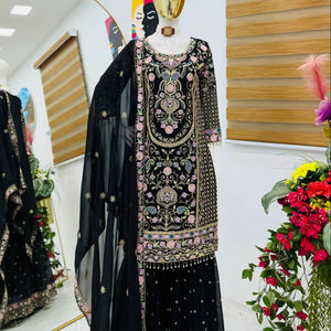 Designer indien exclusif ethnique Bollywood Wear New Party Wear Sharara Suit élégant Salwar Kameez du fournisseur indien - Product Image 1