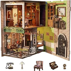 Kit de construction de bibliothèque miniature CUTEBEE DIY, avec housse anti-poussière et insert pour bibliothèque, support de livre miniature, modèle de bibliothèque pour la décoration de la maison - Product Image 1