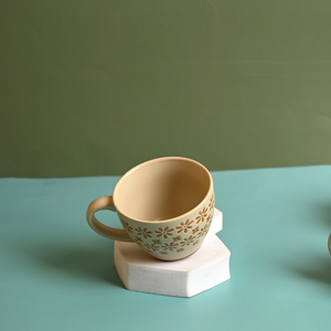 Juego de 2 Tazas de Té de Porcelana Estilo Nórdico en Color Beige Gardenia, Aptas para Lavavajillas y Microondas, Regalo - Product Image 3