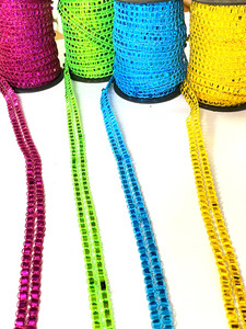 Costura Paspeln tubería poliéster metálico Borgoña oro encaje recorte 15mm Color personalizado para carnaval baile vestido Católico - Product Image 3