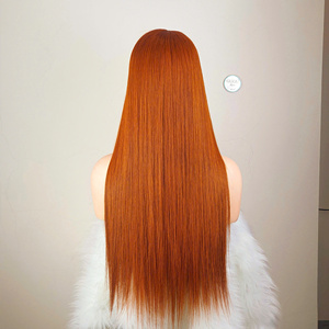 วิกผมลูกไม้ HD แบบมีโครงตรงยาวทนทานสำหรับต่อผมลอนลึกขนาดหมวกเล็กบริสุทธิ์สีส้มเวียดนาม - Product Image 2