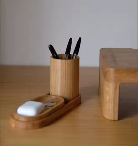 High Quality Customized Wooden <b>Desk</b> Organizer Wholesale <b>Pen</b> Pencil <b>Holder</b> Storage Box Wood Crescent Crafts - Product Image 2