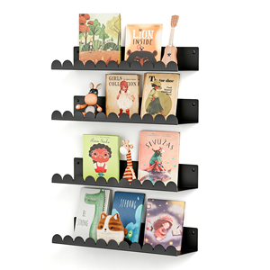 Étagères murales flottantes festonnées pour chambre d'enfant, 15,7 pouces, en métal noir mat, support de rangement et de présentation pour la décoration intérieure - Product Image 1