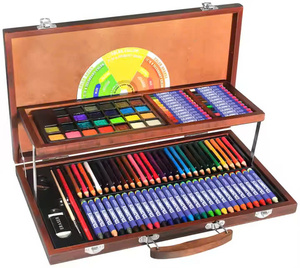 Bằng Gỗ Nghệ Thuật Thiết Lập 111 Miếng Acrylic Sơn Màu Bút Chì Cho Trẻ Em Vẽ Và Quà Tặng Mục đích - Product Image 1