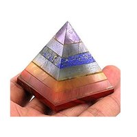 Pyramide en Agate 7 Chakras en Cristal Naturel de Haute Qualité 50mm, Pierre de Guérison Reiki, Mascotte Feng Shui, Pierre Précieuse Faite à la Main, Écologique