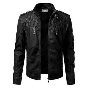 C'est une veste de motard en cuir d'agneau véritable noir DECIMAL pour homme - Product Image 4