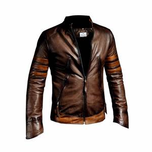 Chaqueta/abrigo de cuero hecho a mano de piel de cordero genuina para hombre, chaqueta de cuero marrón desgastado para hombre - Product Image 4