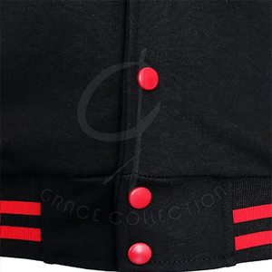 Chaqueta con letras universitarias de marca para mujer con manga a rayas, chaqueta personalizada de Pekín para mujer, diseño transpirable a la venta - Product Image 6